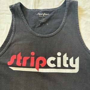 “Strip City” Portland, OR tank top, black, sleeveless, from Upper Playground